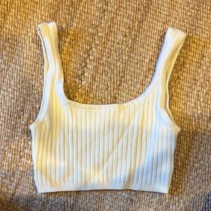 Wilfred Cream Ribbed Crop Top